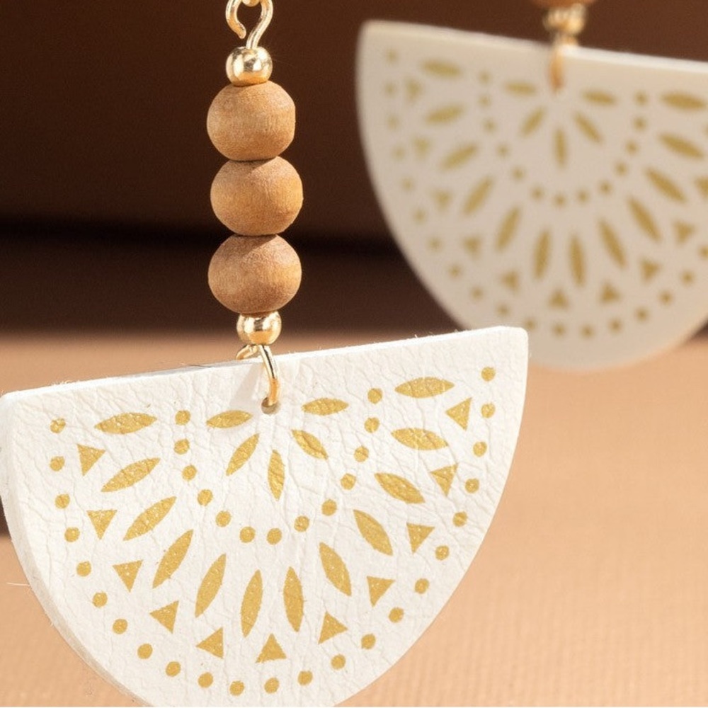 Half Moon Leather Earrings - Picture 2 of 7